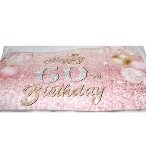 60th Birthday Rose Gold Decoration Set – Balloons, Banner & Accessories – NIP